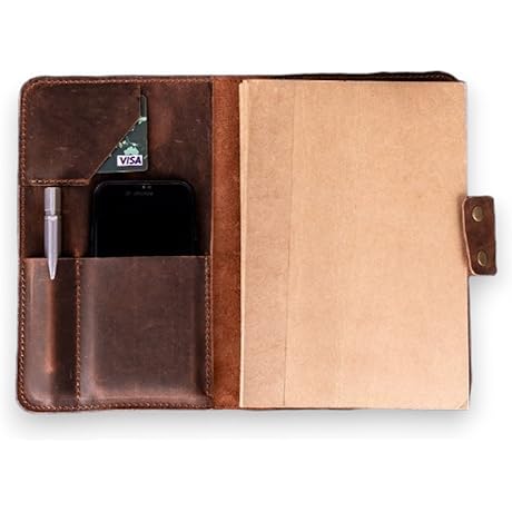 Personalized Leather Portfolio Organizer for Men, Engraved Document Holder with Tablet Case