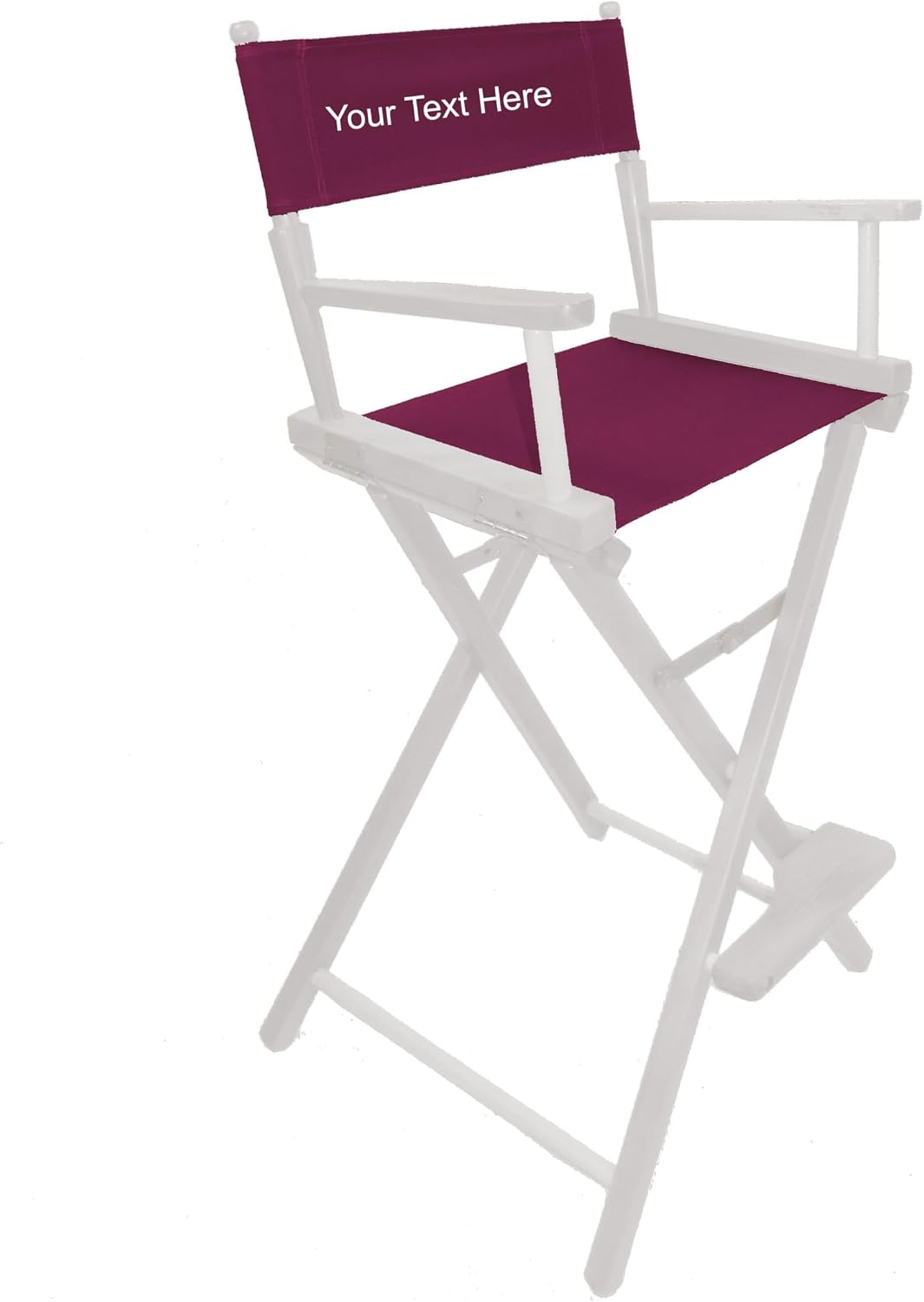 TLT Personalized Imprinted Contemporary 30 Inch Bar Height White Frame Director's Chair - Light Pink