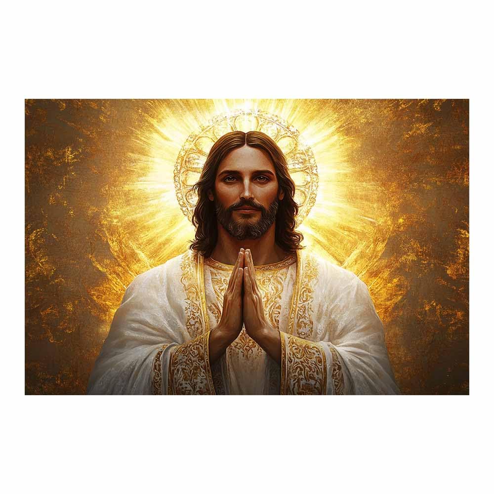 ZAMAEIU Jesus Christ Classic Painting Style Icon Prayer Religious Figure Wall Art Print,Room Decor for living room, bedroom, church, hospital(golden0)-30x50cm Unframed