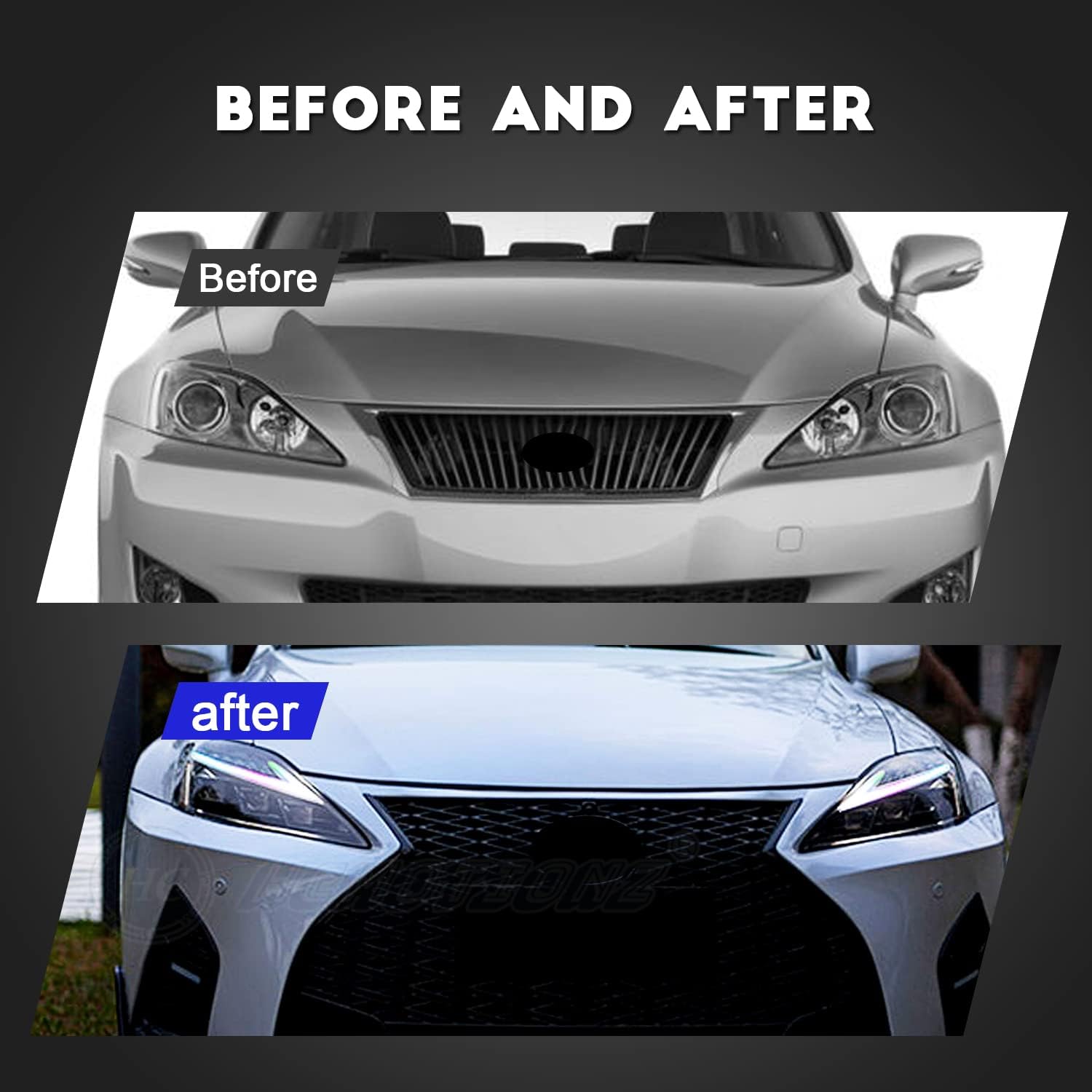 HCMOTIONZ Headlights Compatible with Lexus IS250/ IS250C IS350 IS350C IS220d 2006-2012, ISF 2008-2014 With DRL Start UP Animation LED Lamp
