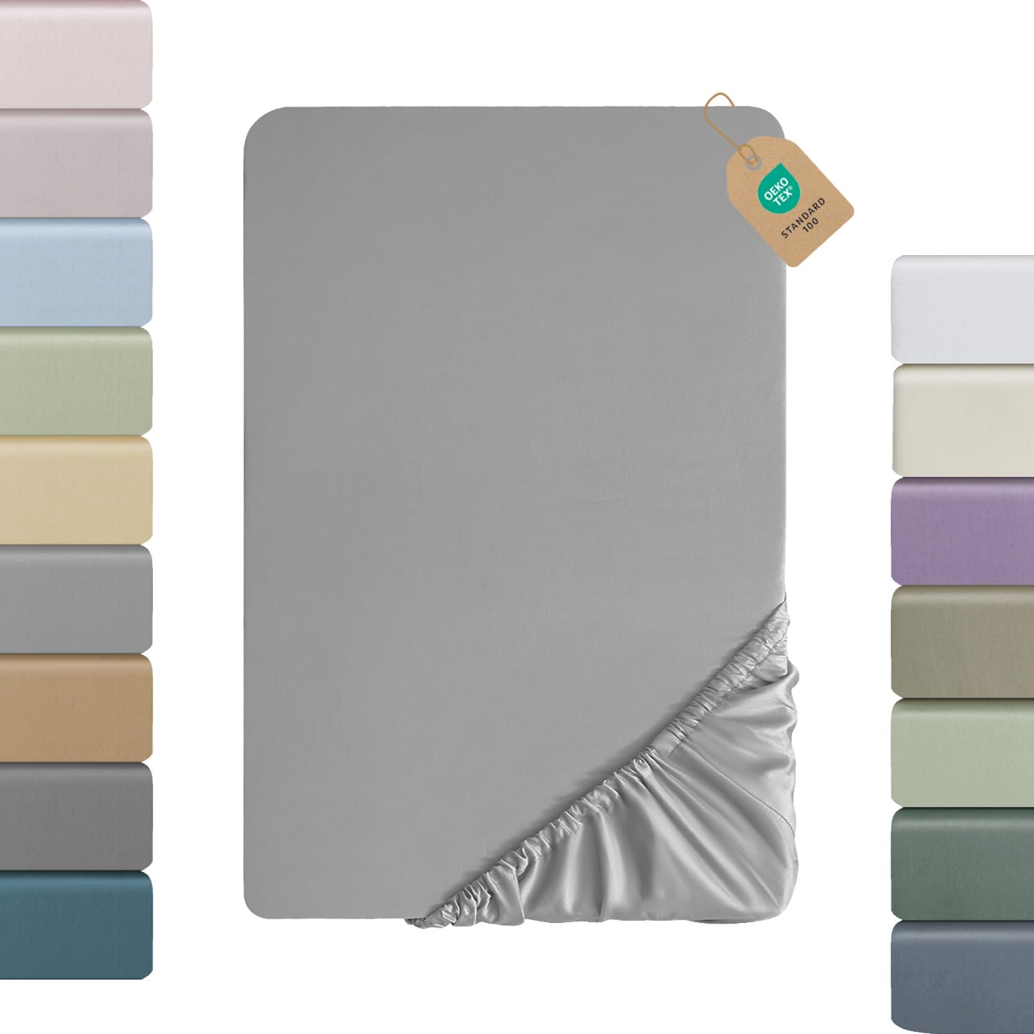 SOULFUL Satin Spannbettlaken, 100% Langstapelige Baumwolle Spannbettlaken