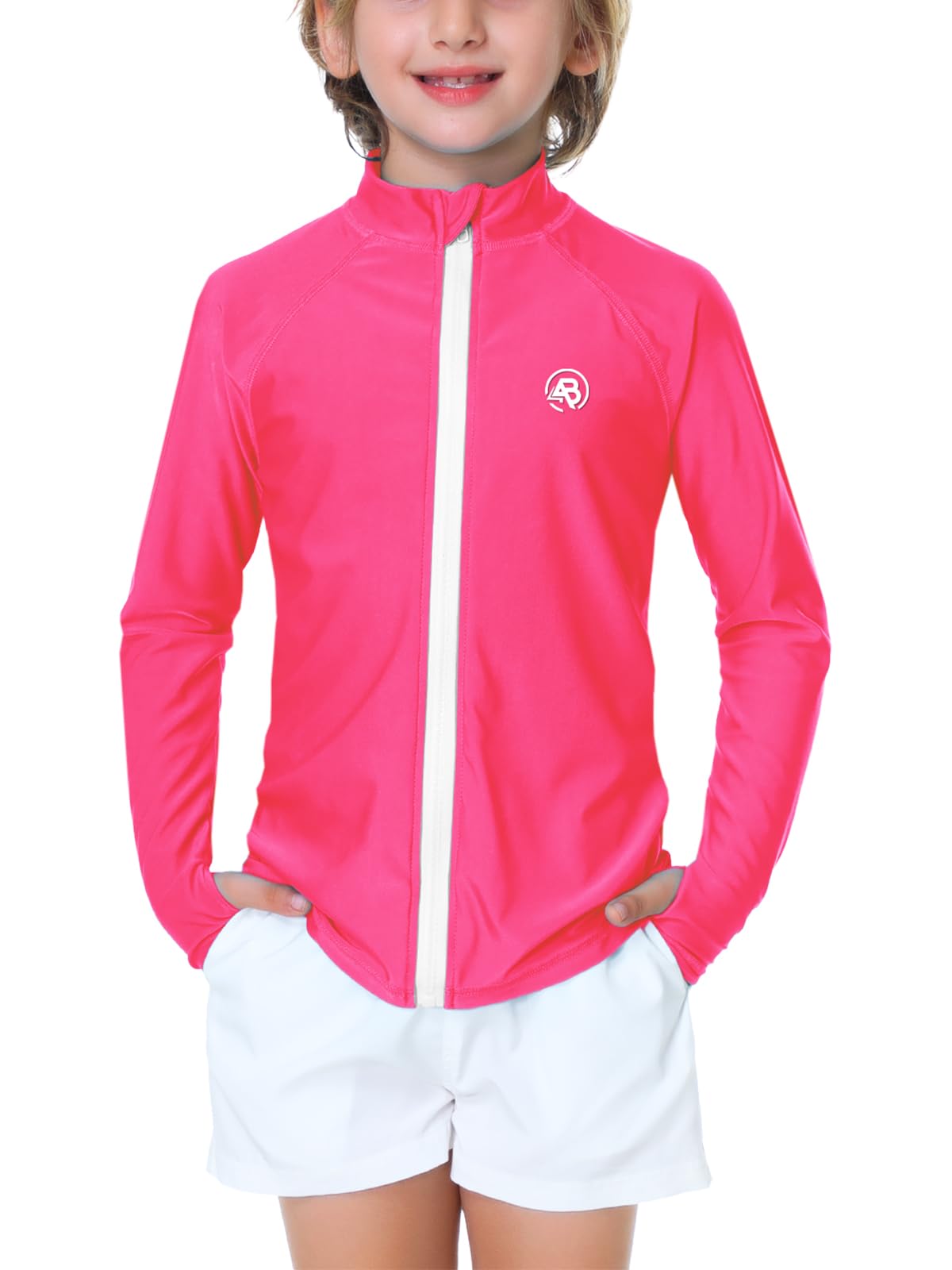 AOBUTEUnisex Kids Zipper Rash Guard Boys UPF 50+ UV Protection Sun Shirt with Thumb Hole 3-12 Years