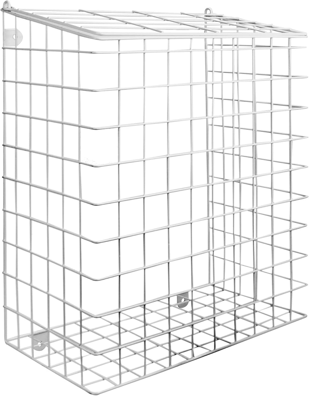 Letterbox Cage | Indoor Mail Catcher | Fixings Included | White Post Holder | Large Iron Letter Box Catcher | Door Letter Box Guard | Pet-Safe Door Guard | Internal Postbox
