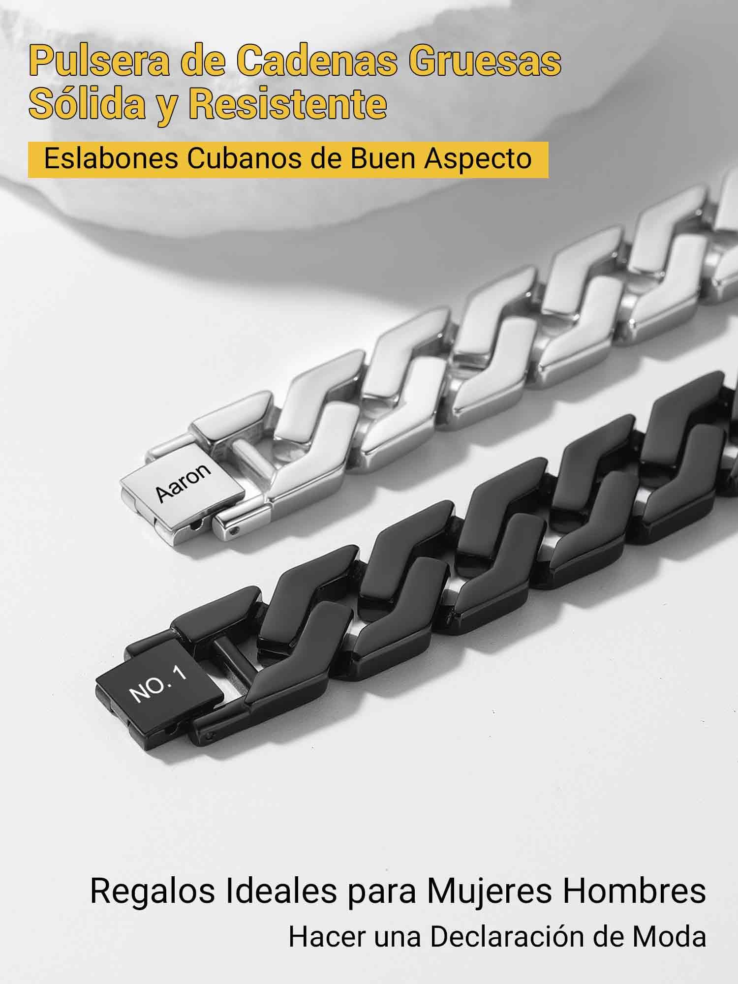 PROSTEEL Pulseras Grandes de Hombres Estilo Rock Hip Hop, Formas Cadenas Cúbanas/Calaveras Pirata/Nudos Celta, 16mm Ancho 19cm 21cm 23cm Largo