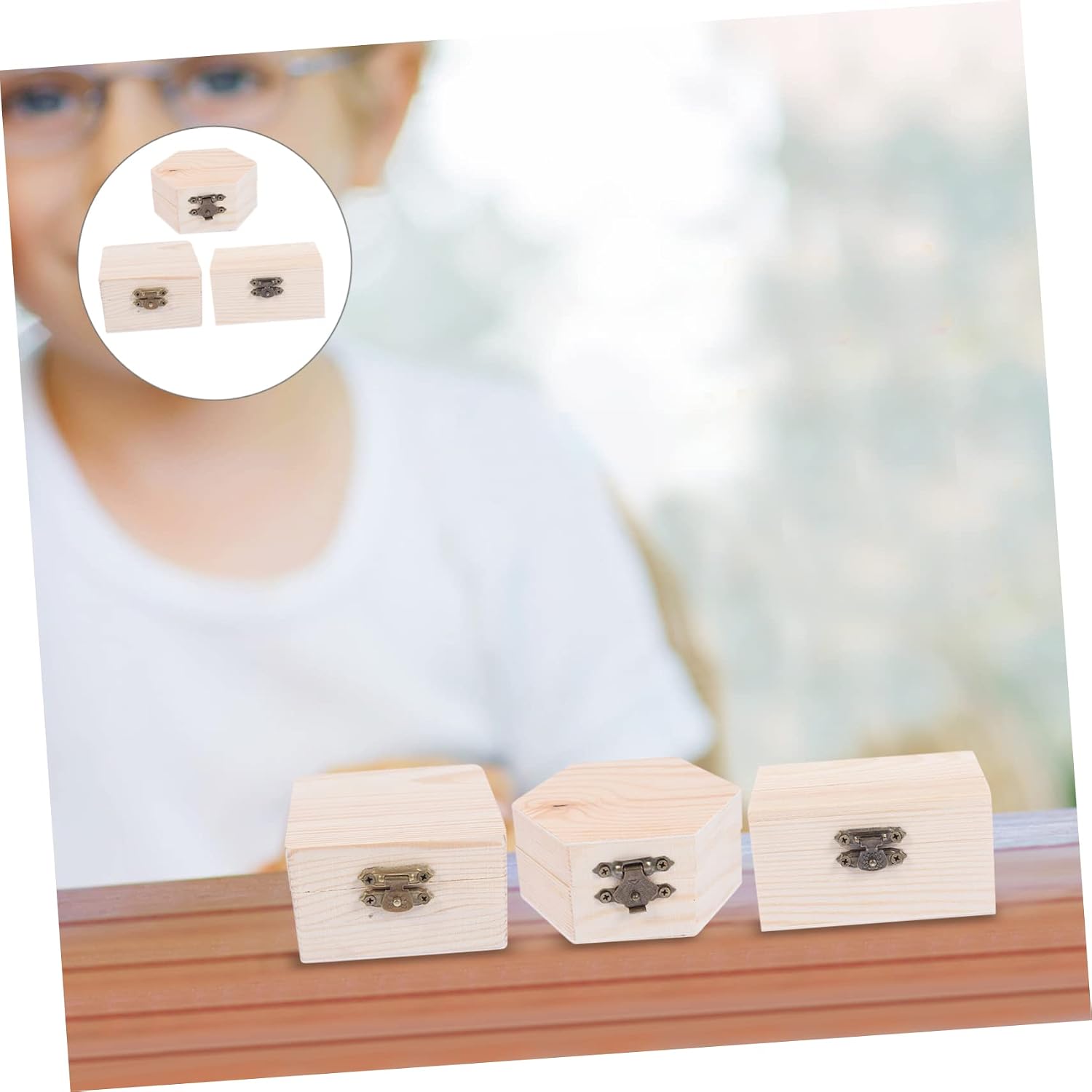 VOSAREA 6pcs Diy Crafts for Boys and Girls Wooden Jewelry Packaging Girl Jewelry Organizer