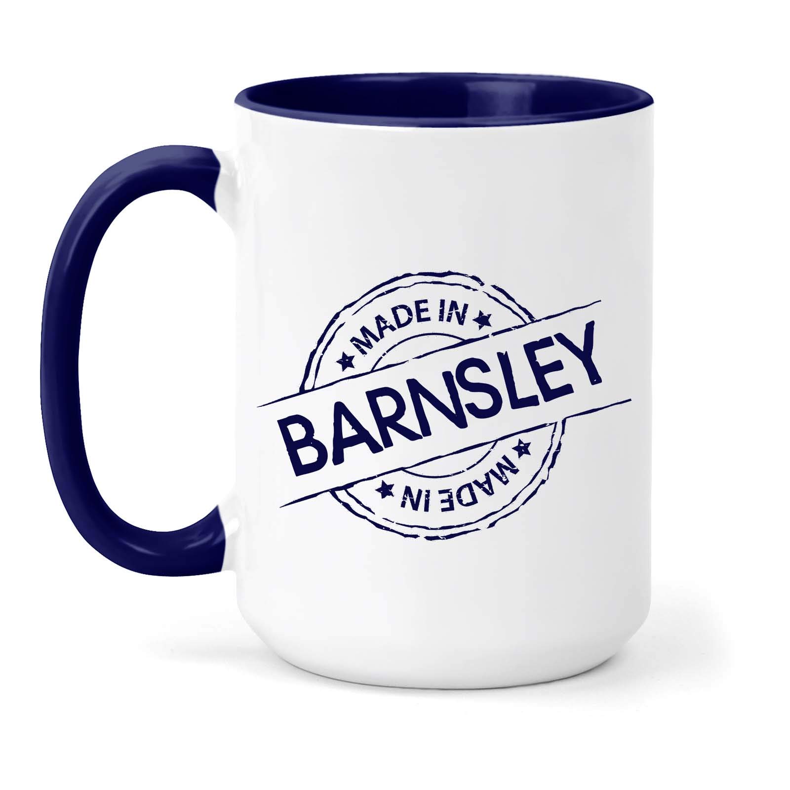 teesandmugs Made in Barnsley Ceramic Mug - Unique Gift for Home and Office - Ely Town Keepsake Souvenir (Navy)