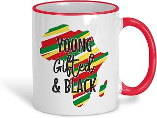 Young Gifted and Black Reggae Ska African Heritage History Personalised Mug Gift Black Lives Matter BLM Africa Pride (White and Red)