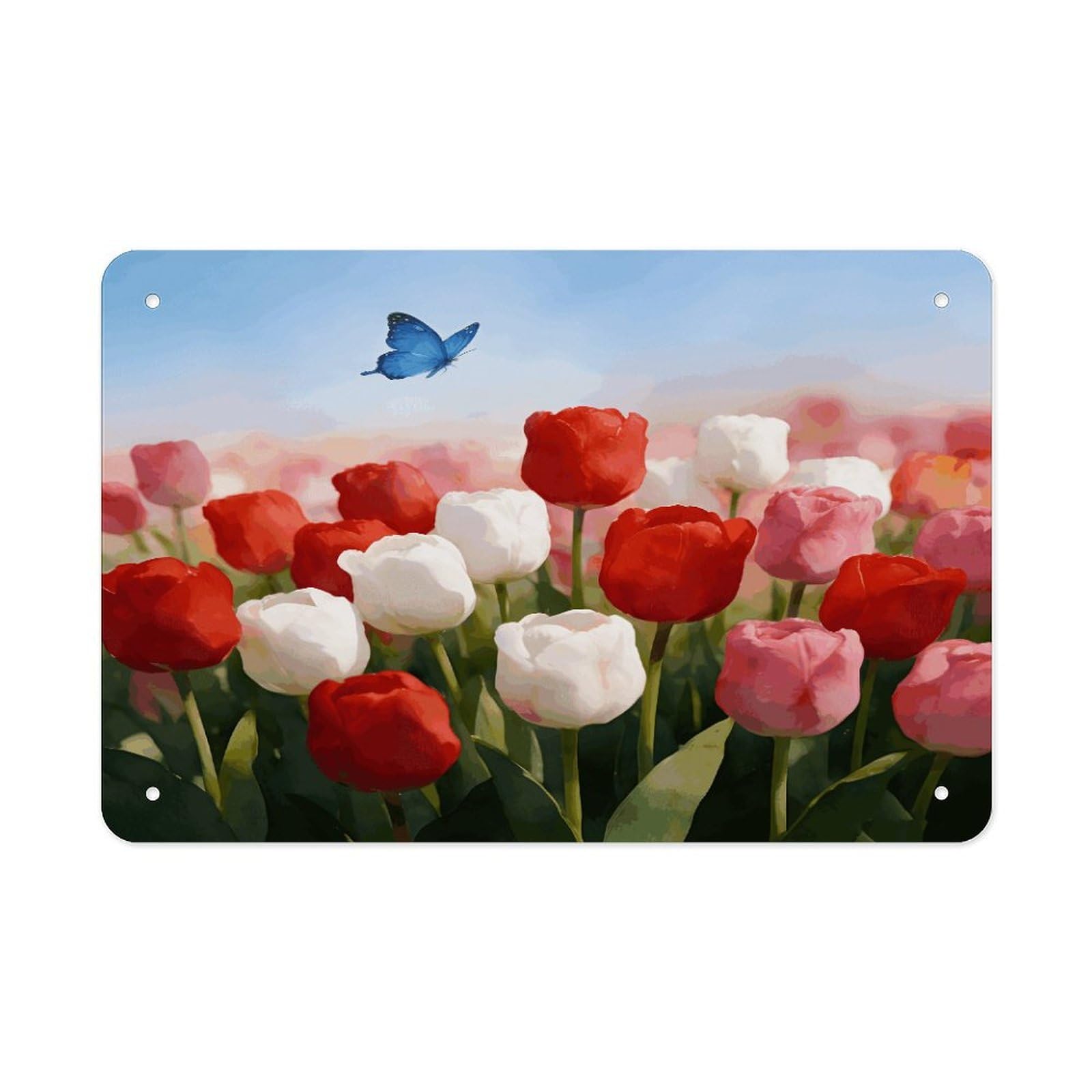 Fodpand Style Watercolor Flowers With Butterfly Wall Art Metal Tin Signs Bar Metal Tin Sign Wall Decor For Home Living Room Bedroom Toilet Hotel Halloween Decor Gifts 7.9X 11.8 Inch
