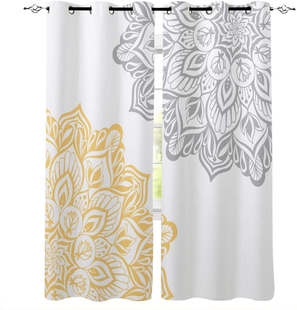 Window Curtains Treatments 2 Panels Set, Abstract Dahlia