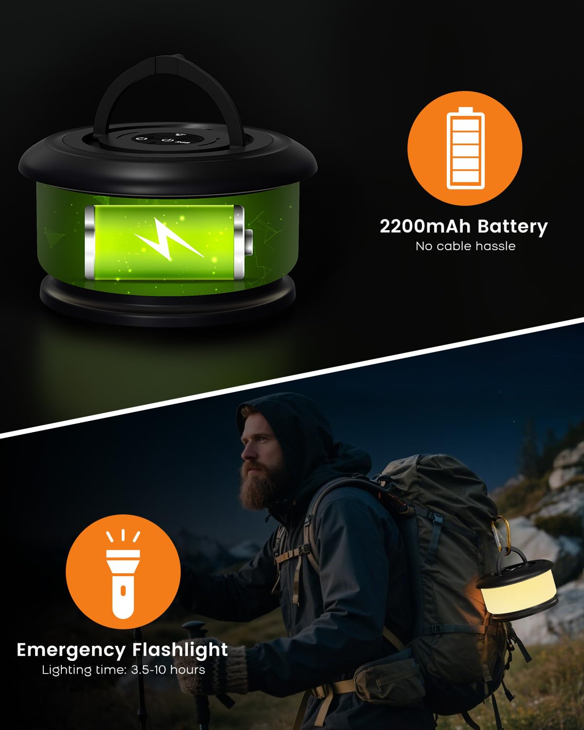 Einziehbare Lichterkette, 10 m RGB-Blitzlampe, wiederaufladbare LED-Seillichter, wasserdicht, tragbare Hängelaterne für Outdoor, Zelt, Terrasse, Baldachin
