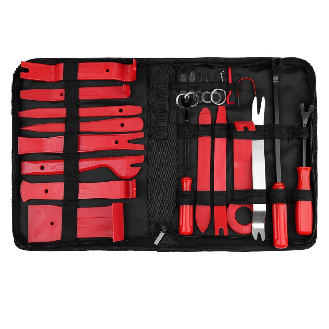 sourcing map Trousse à outils de démontage garniture voiture radio audio tableau Nylon Rouge