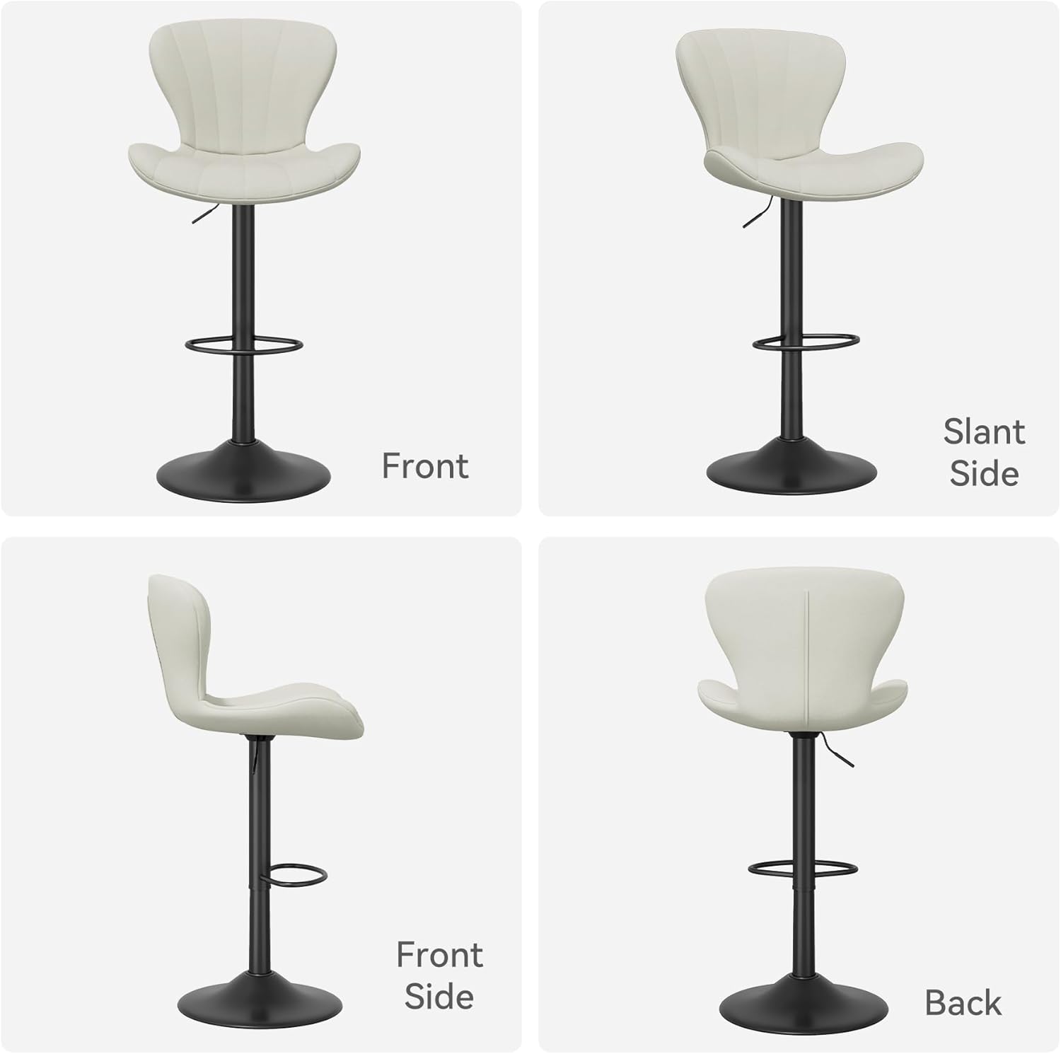 Nalupatio Modern Bar Stools Set of 2 Fabric Upholstered Swivel Barstools Counter Height Bar Chairs with Backrest for Island Kitchen Oatmeal