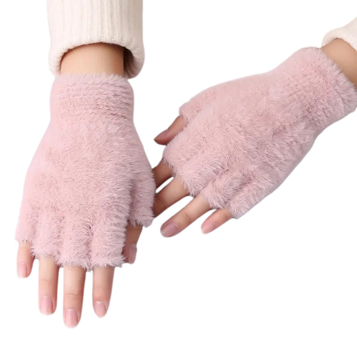 Fingerless Gloves for Men Women, Warm Thermal Soft Half Finger for Working Running Biking Driving
