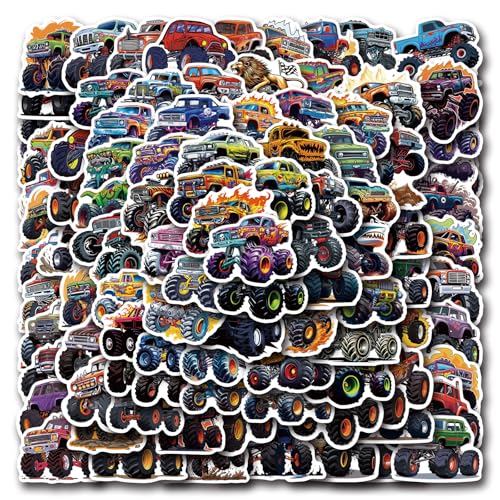 100PCS Monster Truck Stickers Truck Car Stickers for Kids Cool Car Stickers Waterproof for Water Bottles Skateboard Car Bike Phone Case Laptop Suitcase Monster Truck Gifts for Girls Boys Party