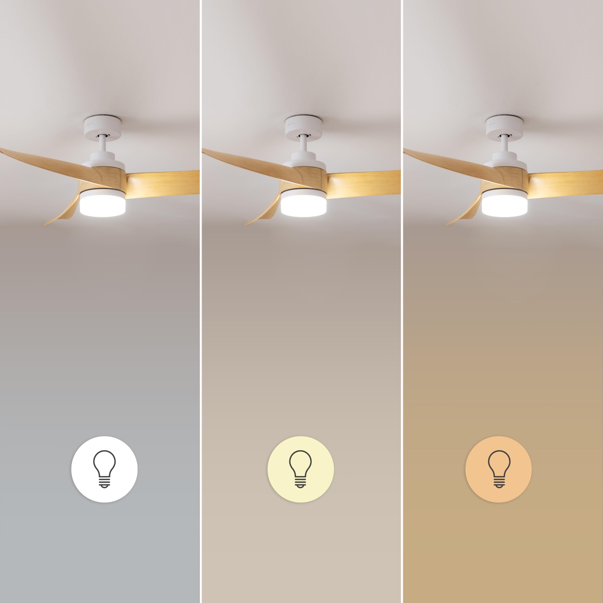 Cecotec - Deckenventilatoren mit Licht EnergySilence Aero 5280 LightWood, 40W, Durchmesser 132 cm, DC-Motor, Fernbedienung, 18W LED-Licht, programmierbarer Timer, Wintersommermodus
