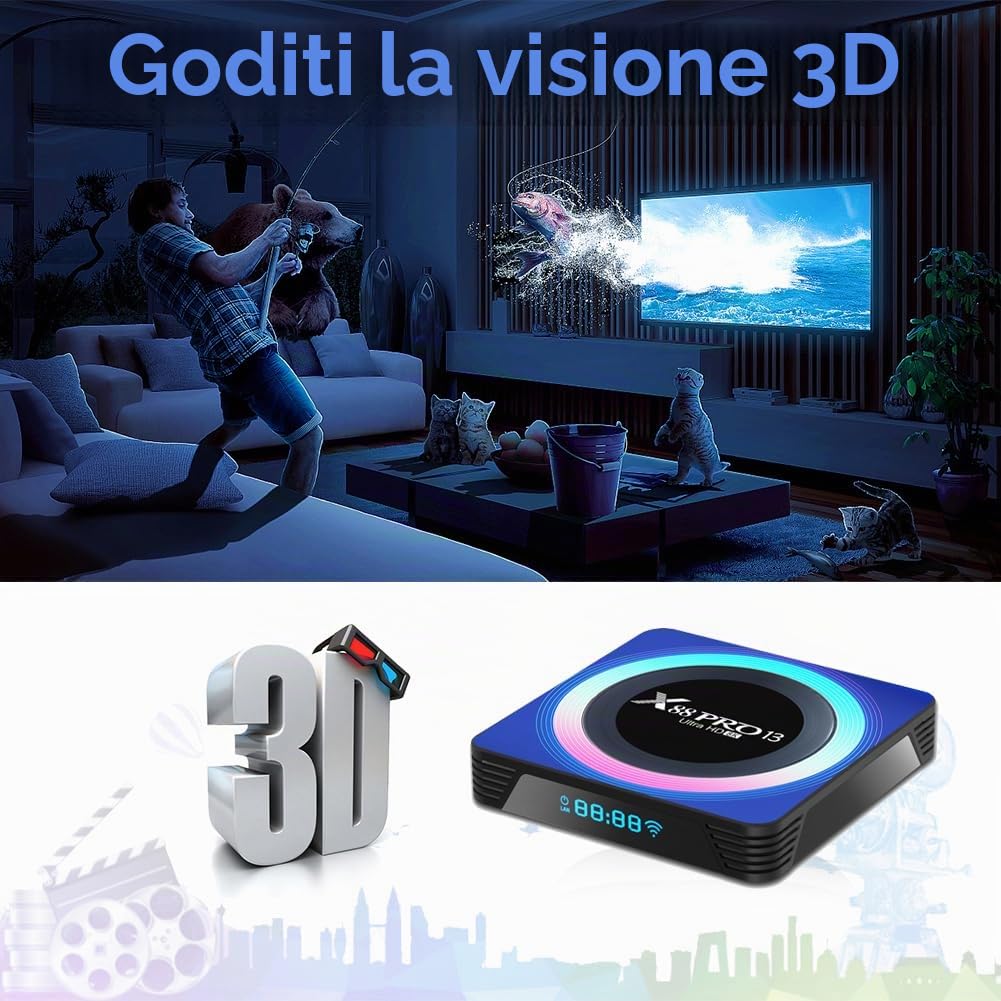 Android TV Box,Sohiset Android 13.0 TV Box with 4GB RAM 64GB ROM RK3528 Quad-Core 64bit Cortex-A53 Mali 450 MP2 GPU Support 2.4/5.0GHz WiFi BT5.0 10/100M Ethernet 8K 3D DLNA USB3.0 HDMI 2.0 H.265