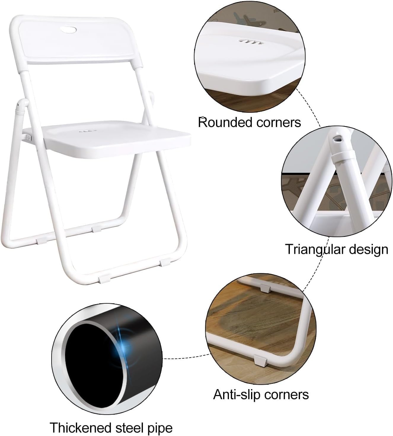 Plastic Folding Chair, Indoor Outdoor Portable Stackable Commercial Seat with Steel Frame 200lb.(Sky Blue)