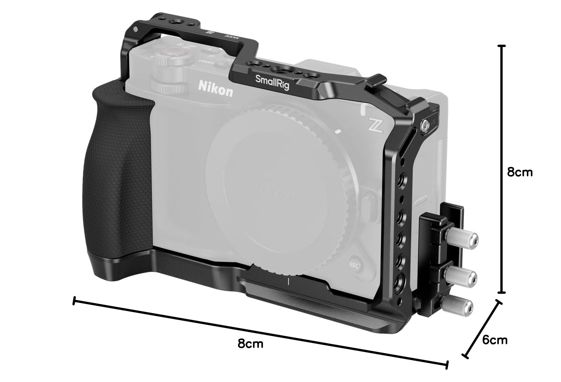 SMALLRIG Jaula para Nikon ZR con Empuñadura de Silicona y Clip para HDMI, Aleación de Aluminio, Zapata Fría y Placa QR para Arca - 5467