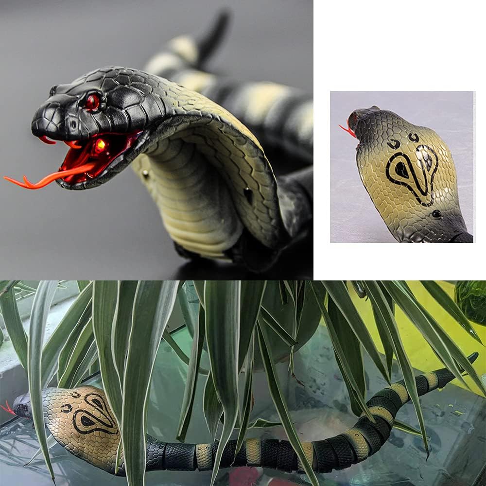 FANFX Remote Control Naja Snake Toy Electric Snake Toy for Kids RC Snake Toys for Cats Rechargeable Realistic Cobra Snakes for Pranks (Gray Black) - Image 5