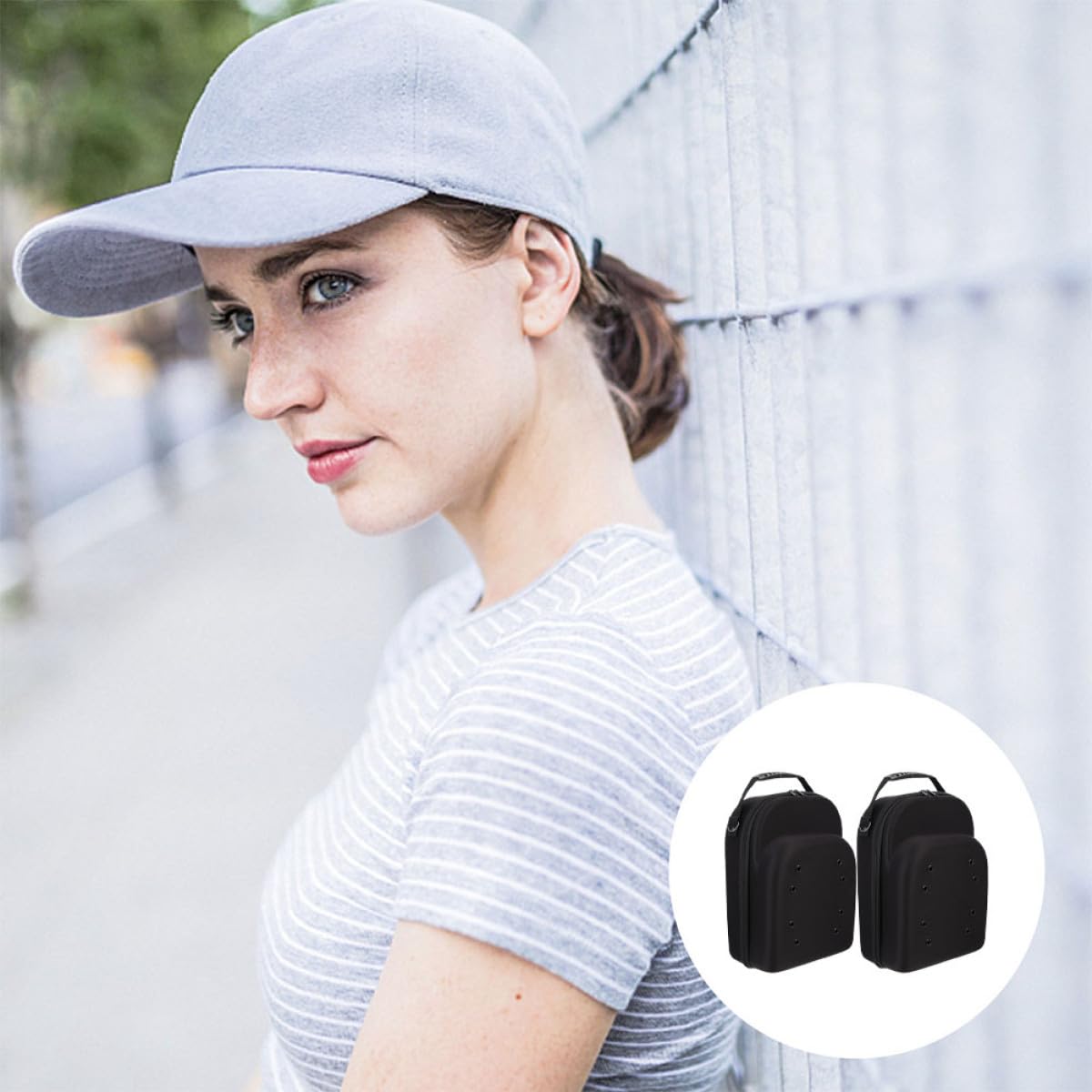 INOOMP Custodia Organizer da Viaggio Pratico e Resistente per Cappelli da Baseball 2 Pezzi in Eva Nero e Regali di Compleanno per Vacanze