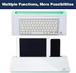 TSJ OFFICE Small Desktop Whiteboard -Glass Dry Erase Board Computer Keyboard Stand White Board Surface Pad with Drawer, Desk Organizers with Accessories for Office, Home, School Supplies - Green