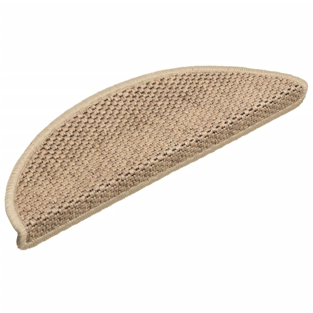 vidaXL Alfombrilla Autoadhesiva de Escalera 15 uds, Alfombrilla con Aspecto de Sisal, Protector Antideslizante de Peldaño, Tela Arena 56x17x3 cm
