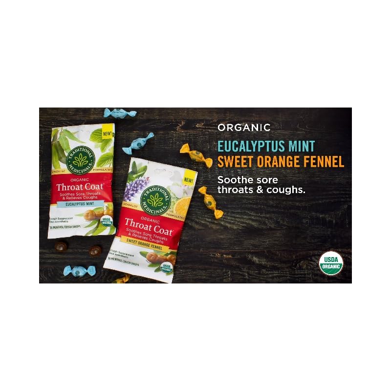Traditional Medicinals Throat Coat Organic Pectin Throat Drops, Lemon