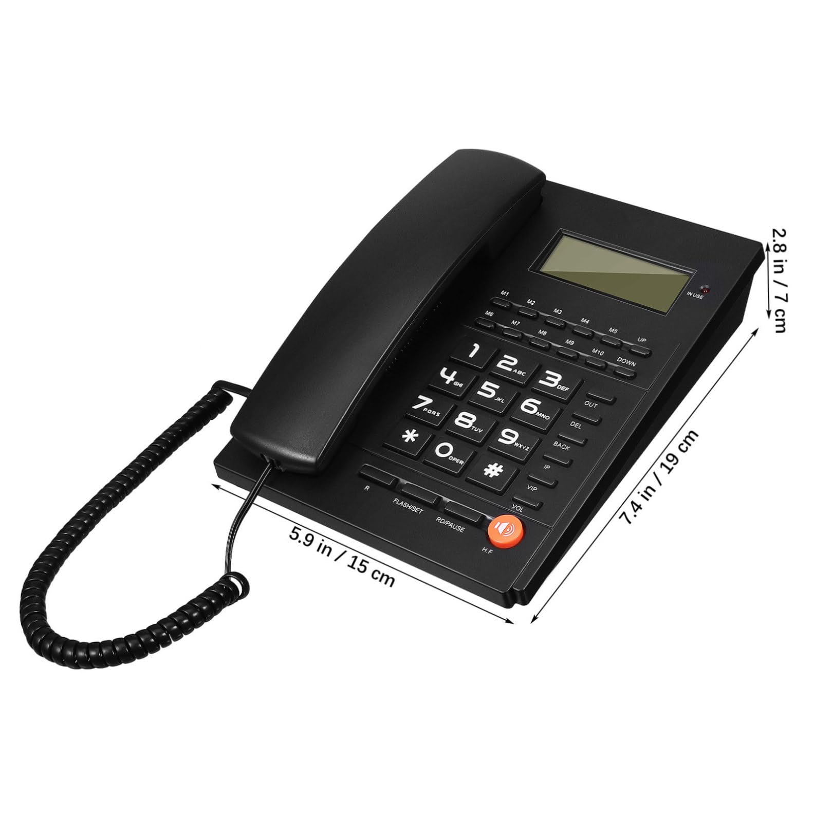 Telefono da Ufficio con ID Chiamante e Selezione Tono Telefono da Tavolo per Casa e Hotel Design Chiaro per Anziani Riconoscimento Chiamate e Volume