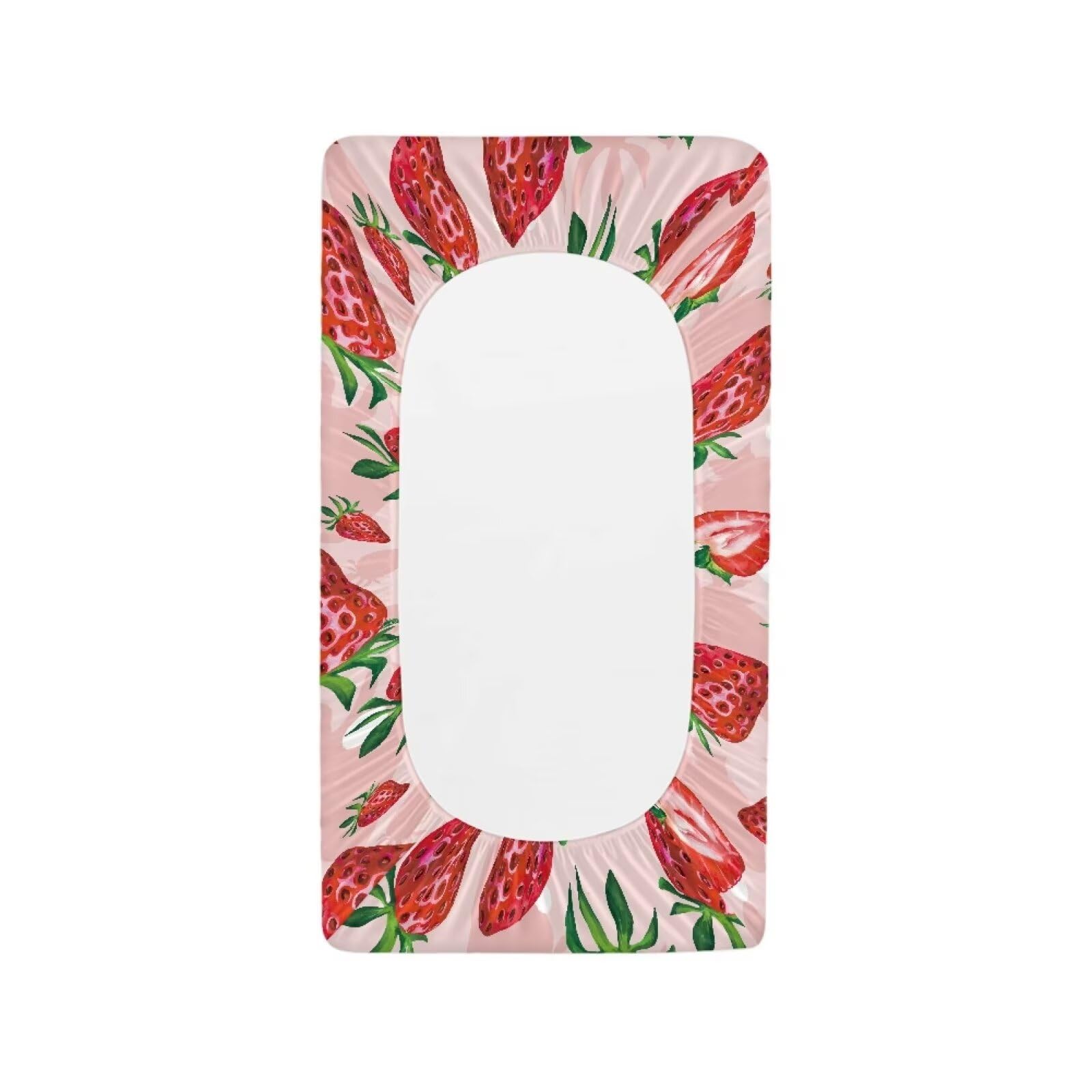 Wideasale Cute Red Strawberry Print Diaper Changing Pad Covers Sofy Cozy Breathable Change Table Sheets Kawaii Fruits Theme for Baby Boys and Girls Fit 32