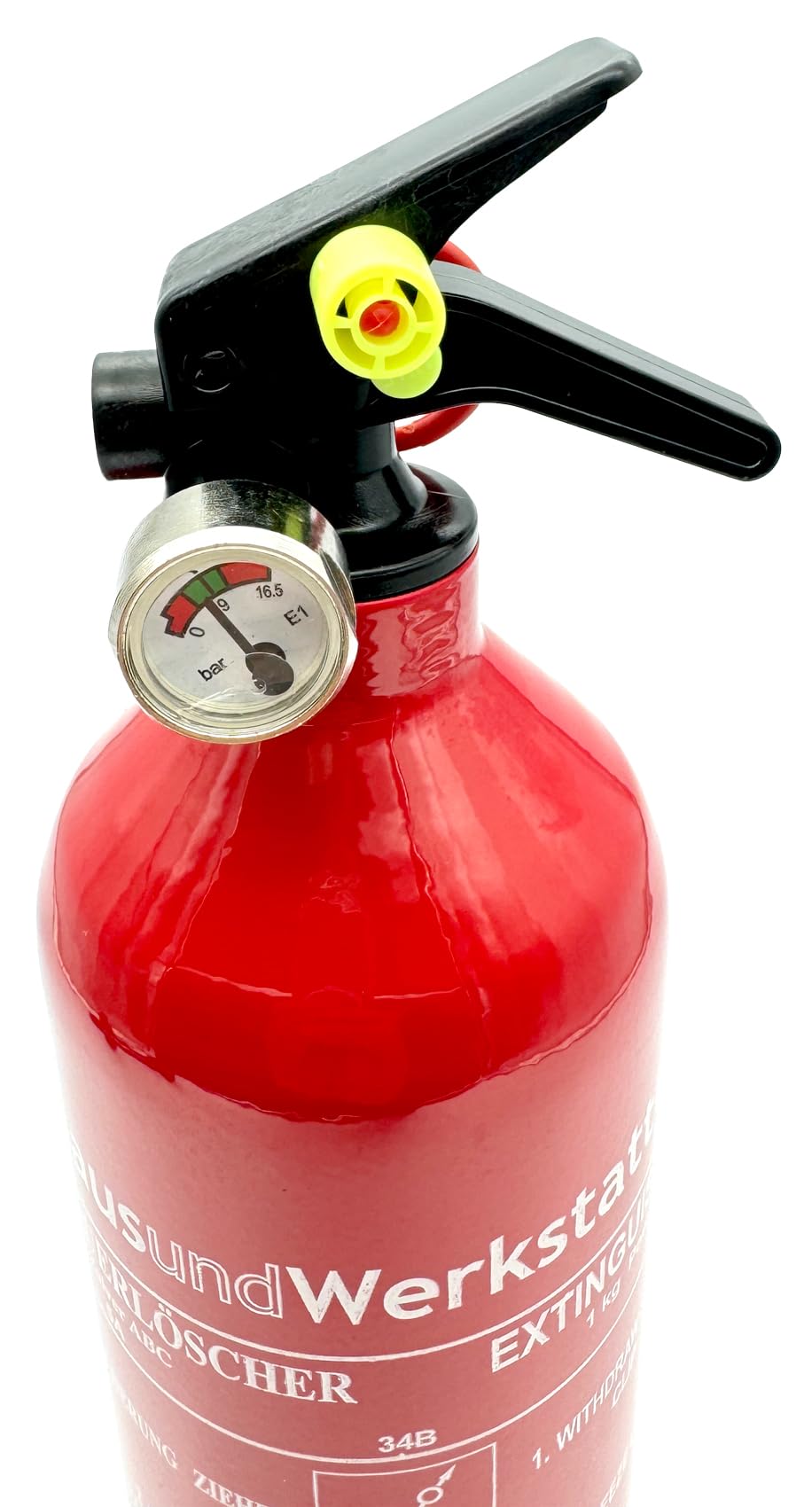 Aluminium 1kg ABC Autofeuerlöscher 'Pia' Manometer Halterung (Dauerdrucklöscher PS1-X Instandhaltungsnachweis HausundWerkstatt24)