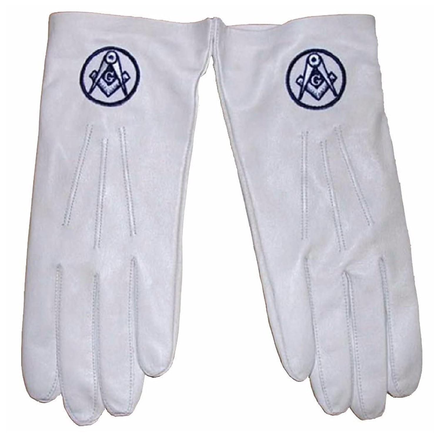 BRICKS MASONS Soft Leather Masonic Gloves With Square Compass Embroidery, Medium