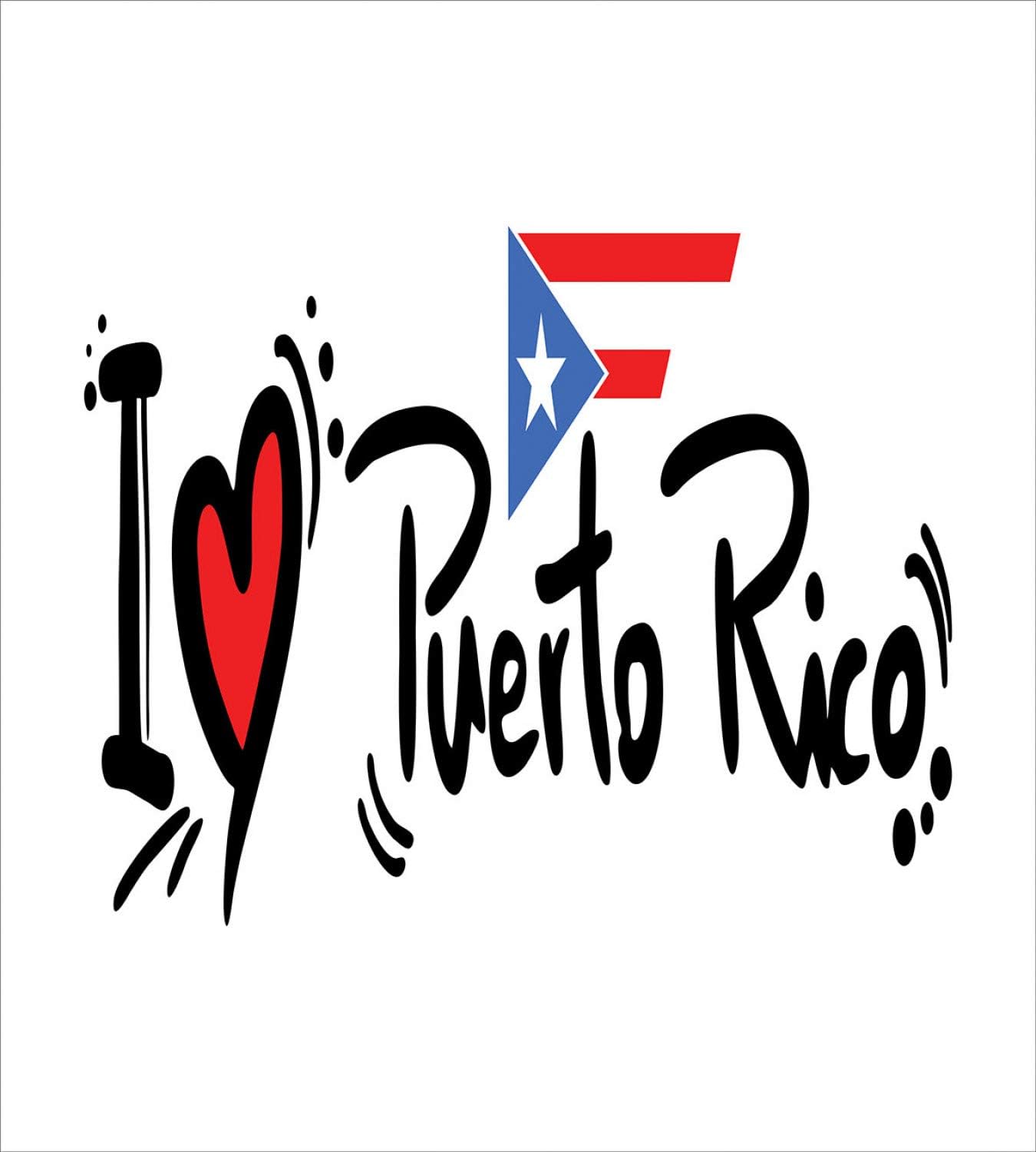 Ambesonne Puerto Rico Duvet Cover Set, I Love Puerto Rico Doodle Hand-Written with Heart and Flag, Decorative 3 Piece Bedding Set with 2 Pillow Shams, Queen Size, Black Vermilion