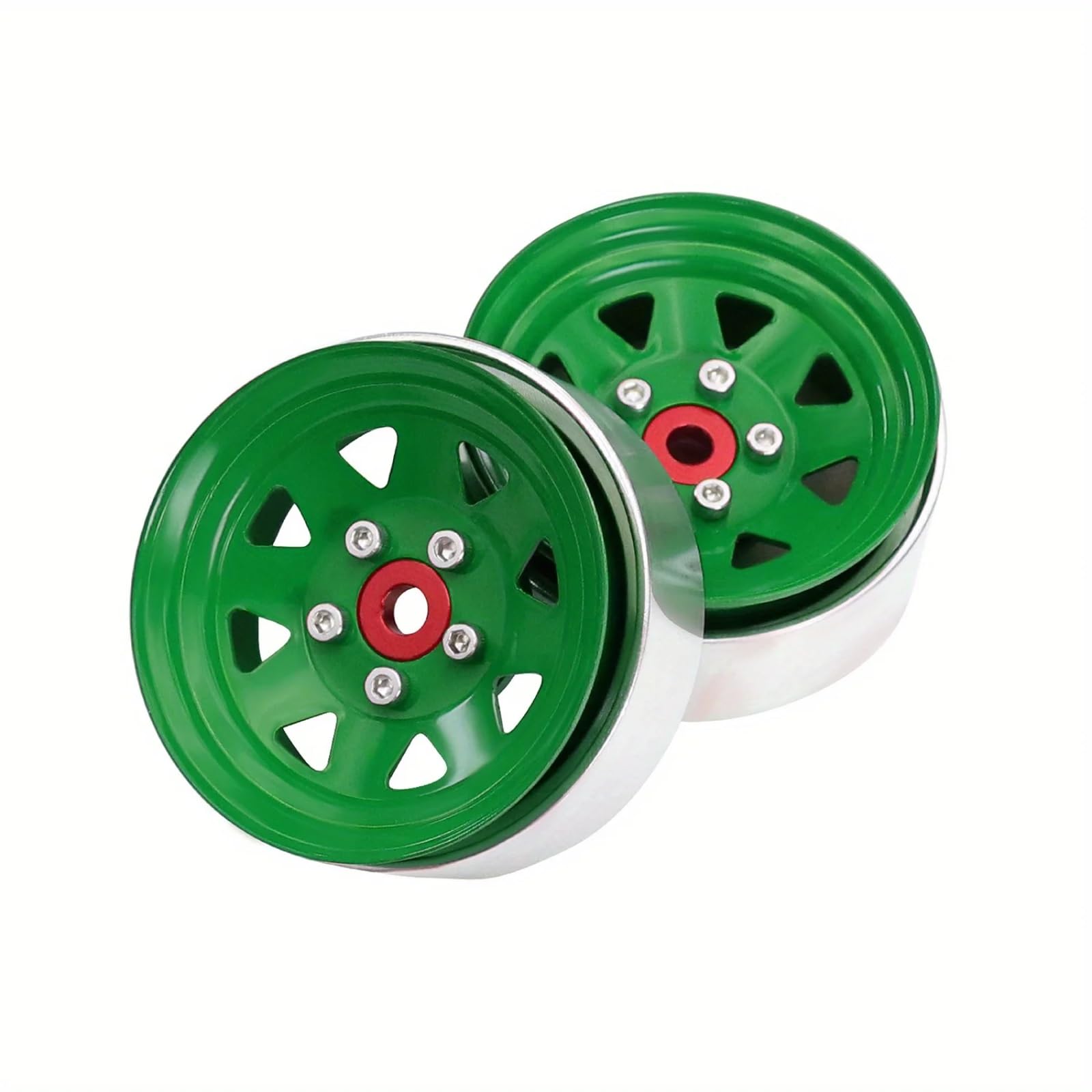 RC Beadlock Cerchi Ruota Per Axial Per SCX10 Per Capra Per TRX4 1/10 Cerchio Beadlock In Alluminio Da 1,9" Con Mozzo In Acciaio Stampato E Piatto Profondo Ricambi Auto RC(Green)