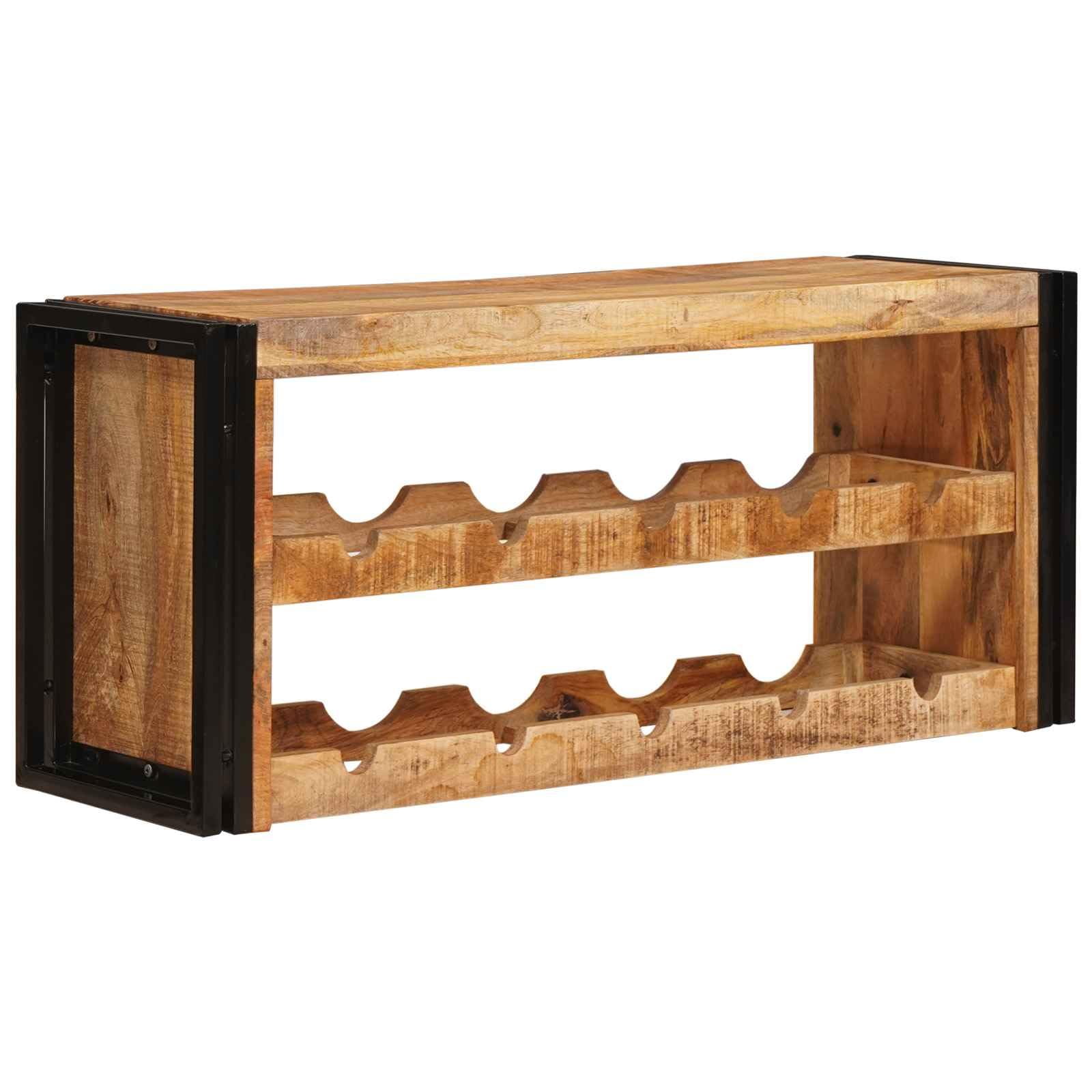 Regał ścienny na wino z litego drewna mango, 100 x 45 x 33 cm, w kolorze brązowym, przemysłowe wzornictwo zapewnia stabilne przechowywanie wina
