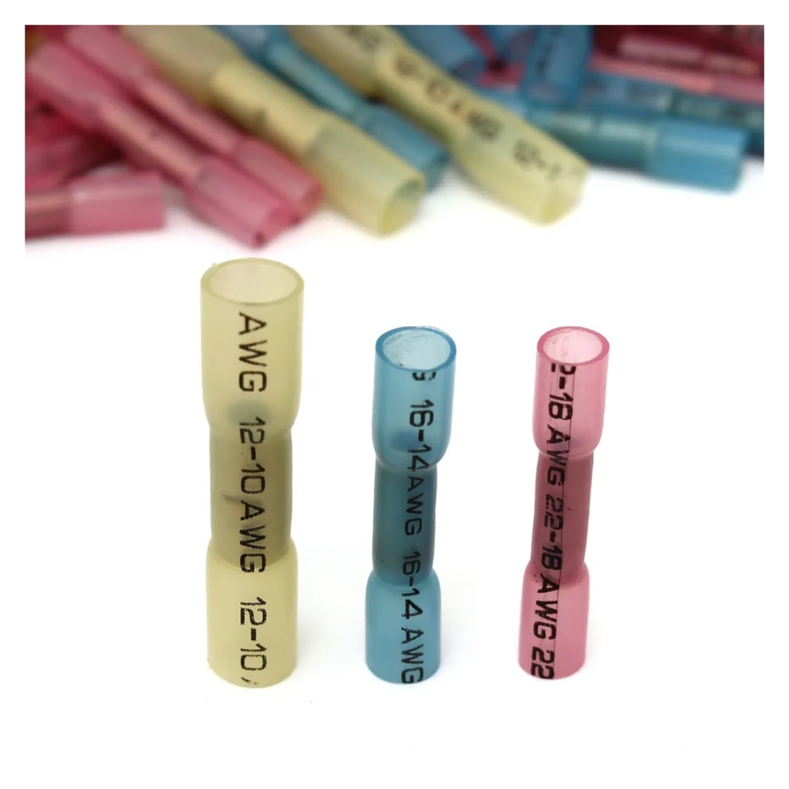 300 stücke BHT1.25 BHT2 BHT5 Isolierte Schrumpfstoßverbinder Draht Elektrische Crimpanschlussverbinder Schrumpf 22-18 16-14 12-10AWG