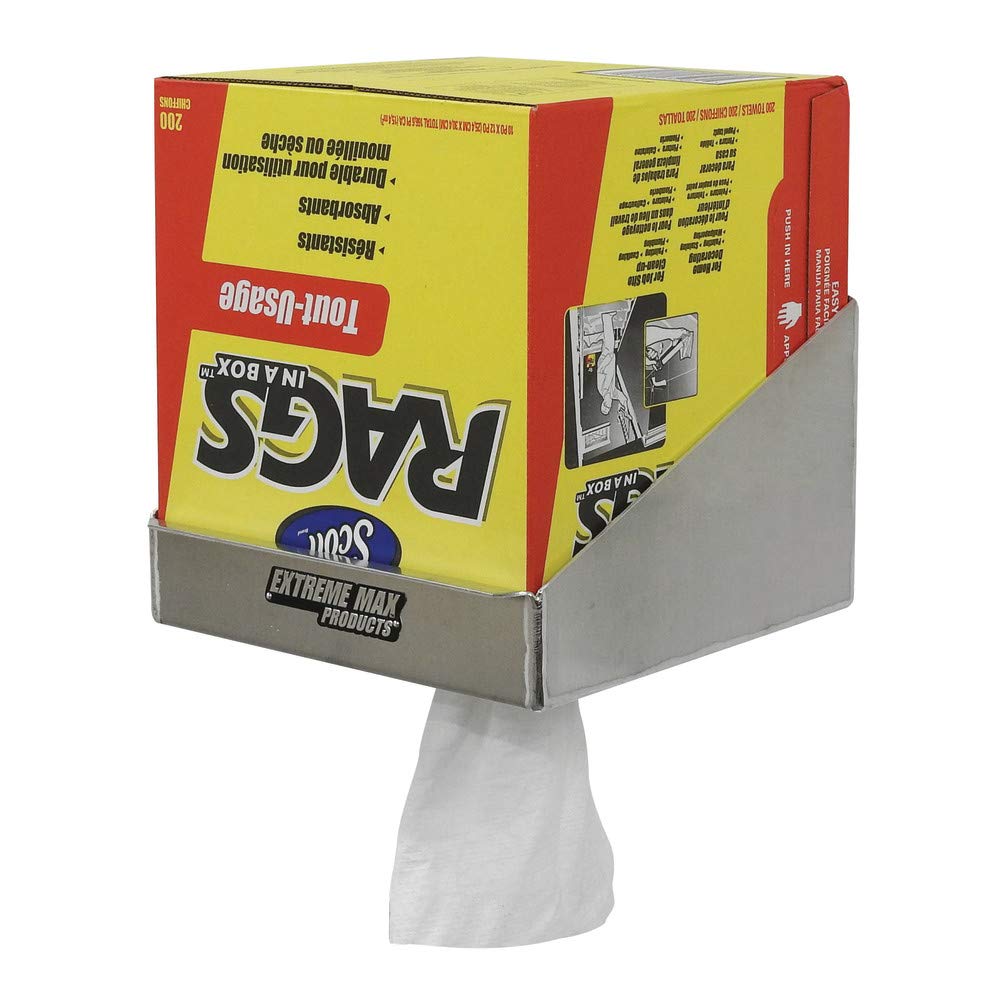 Extreme Max 5001.6032 Rag in a Box Distributeur de rangement en aluminium pour remorque de course fermée, magasin, garage, rangement