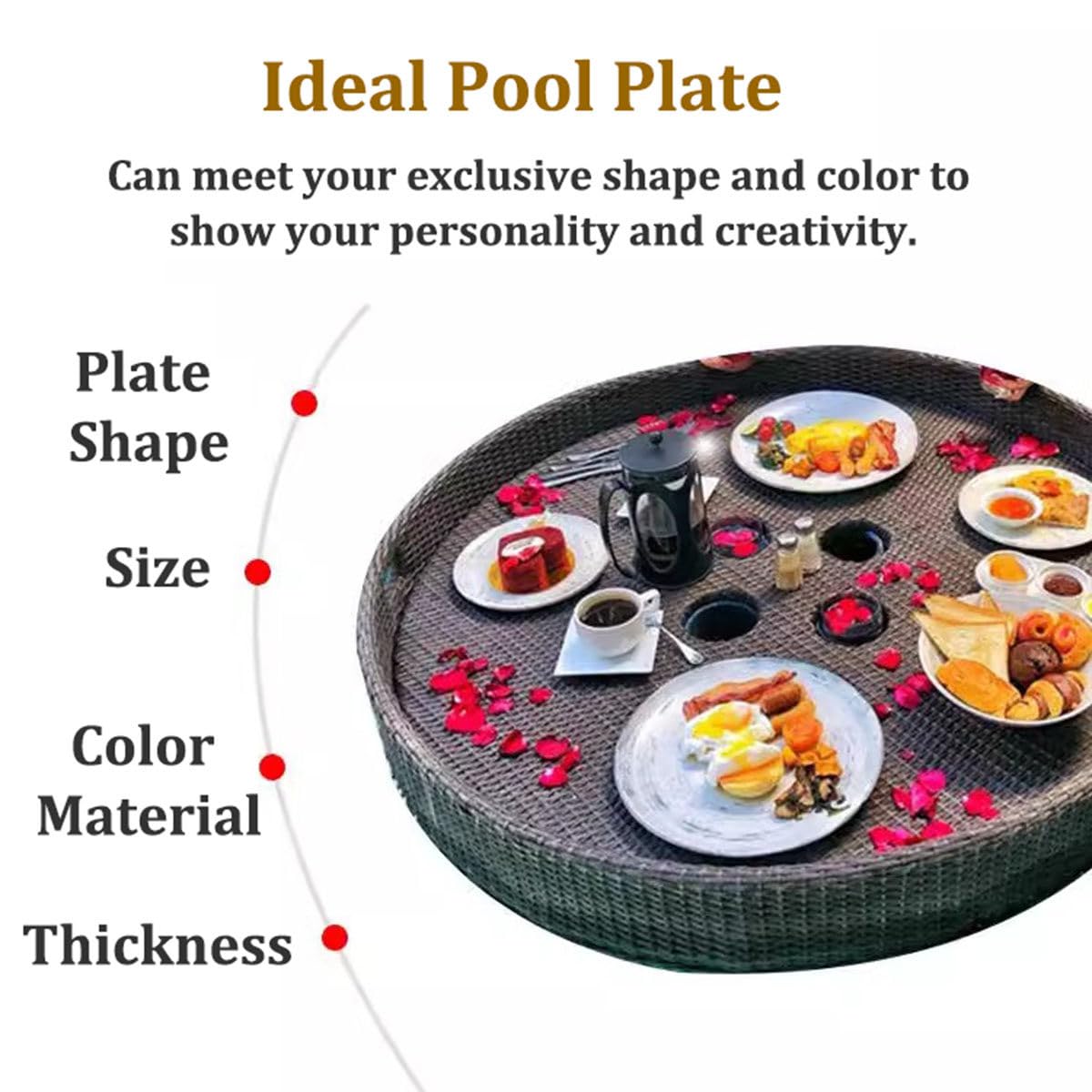 Bandeja Flotante para Adultos, Bancos de Arena, spas, baños y Fiestas.,White-60cm