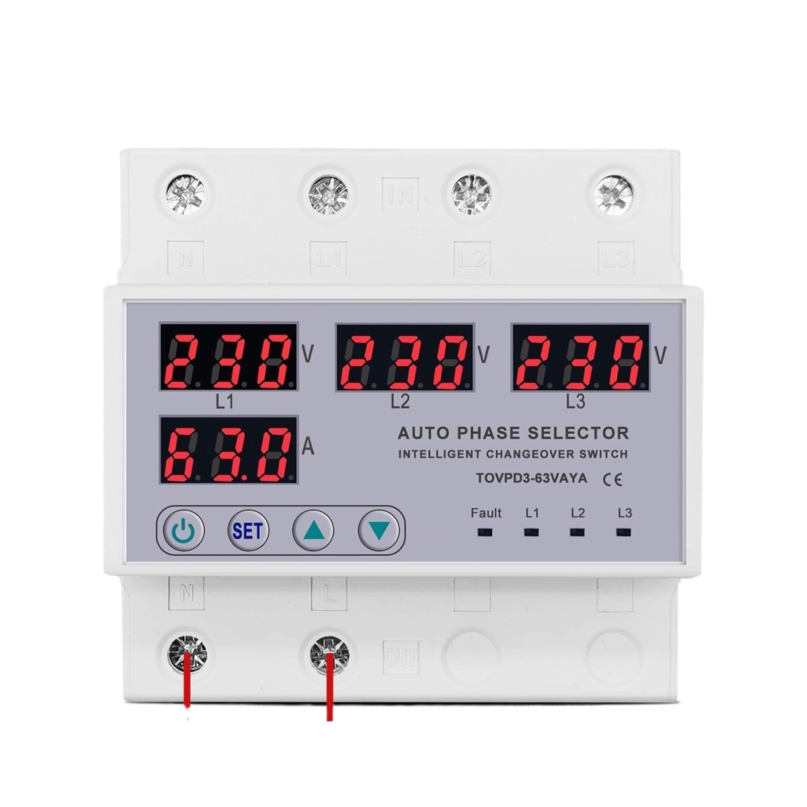 Sélecteur de phase 63A à protection réglable surtension sous-tension