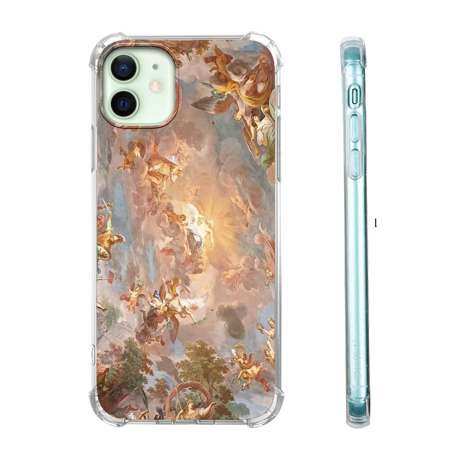 hendicow Case for iPhone 12/12 Pro with Renaissance Art Design,Cute Angel God Greek Mythology Painting Pattern,Clear Soft TPU Bumper Case,6.1"(