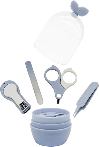 MiHerom Juego de cuidado de uñas 4 en 1 para bebé con estuche lindo cortaúñas para bebés, tijeras, lima de uñas, pinzas, kit de manicura para bebés,