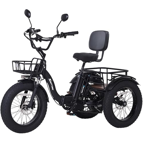Electric Tricycle for Adults, 750W(Peak 1350W), 48V13Ah Ebike, 20"x4.0" Aluminum Folding Fat Tire 3 Wheel Electric Trike, Max 20MPH Hydraulic Brake, Rear Motor Differential