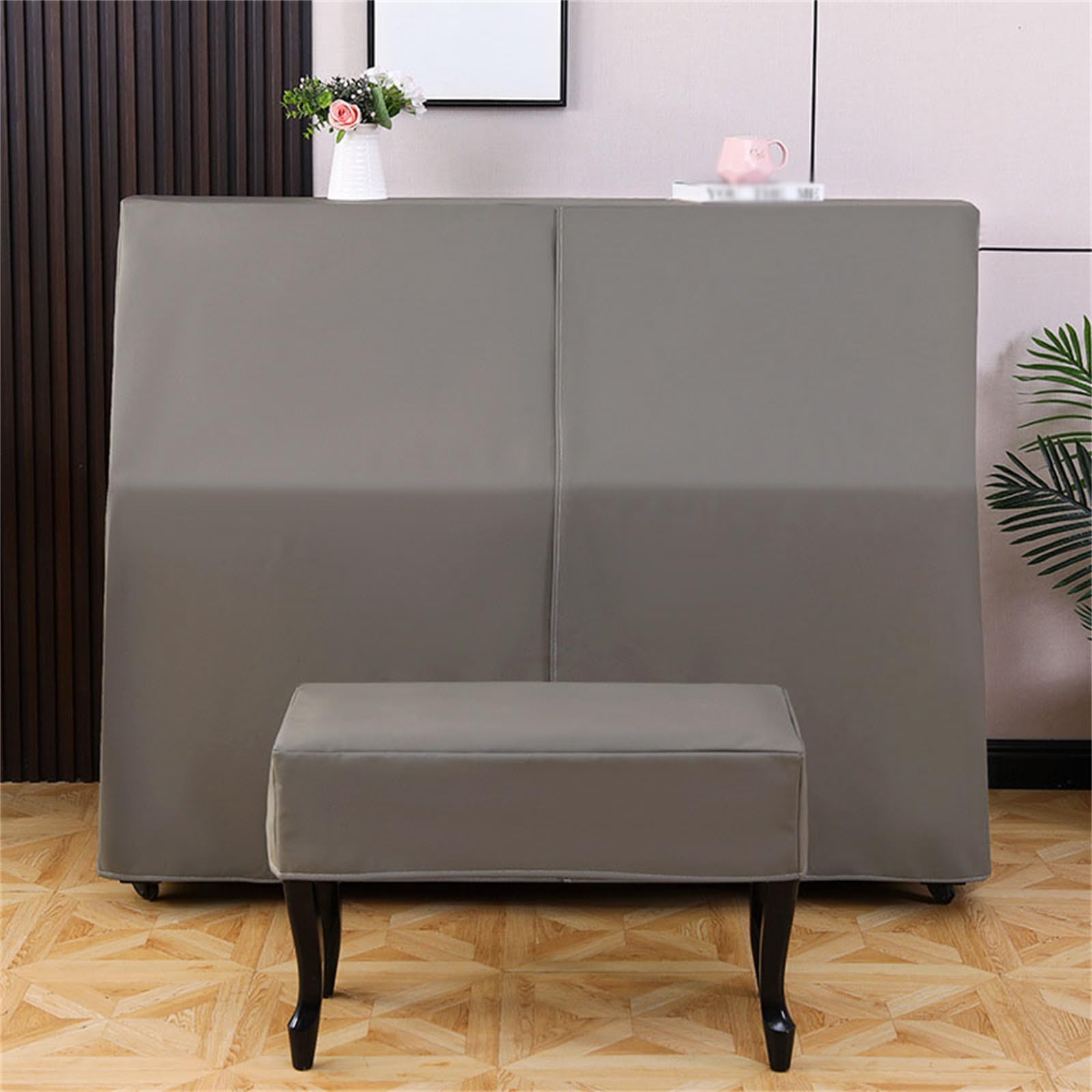 GAENZA Leather Upright Piano Cover with Stool Cover, Piano Full Cover Dustproof Waterproof, Universal Upright Piano Leather Protective Cover Black, Block Sunlight, Moisture, Dust,04,Single stool