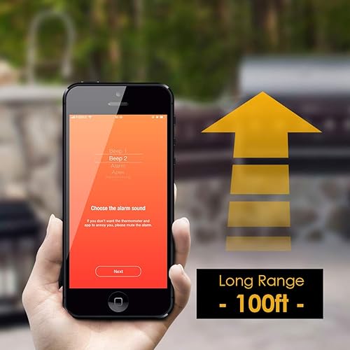Miniatura 4 de Termómetro inalámbrico Bluetooth para carne con doble sonda para parrilla, ahumador, barbacoa, alarma de temporizador doble, aplicación inteligente,