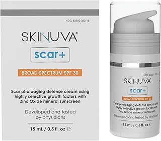 Skinuva® Next Generation Scar+ Cream - Advanced Scar+ SPF 30 Silicone Cream Matrix Formulated with Growth Factors (0.5 oz)