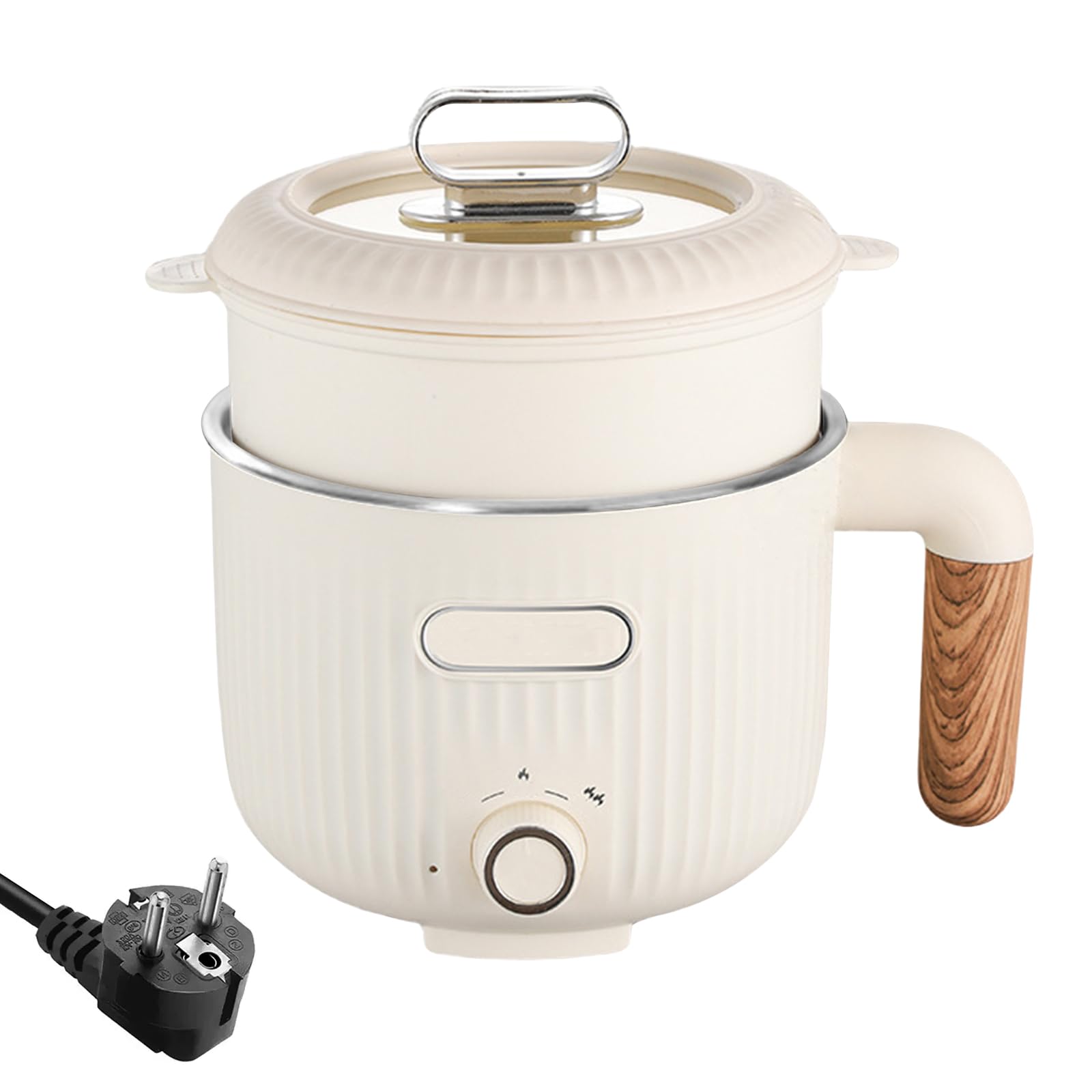Elektrische Hot Pot, Tragbare Mini Antihaft Multikocher Mit Dämpfkorb, Edelstahl Elektrischer Kochtopf Bratpfanne, Schneller Ramen Kocher Suppentopf, Duale Leistungssteuerung Schnelle Erwärmung