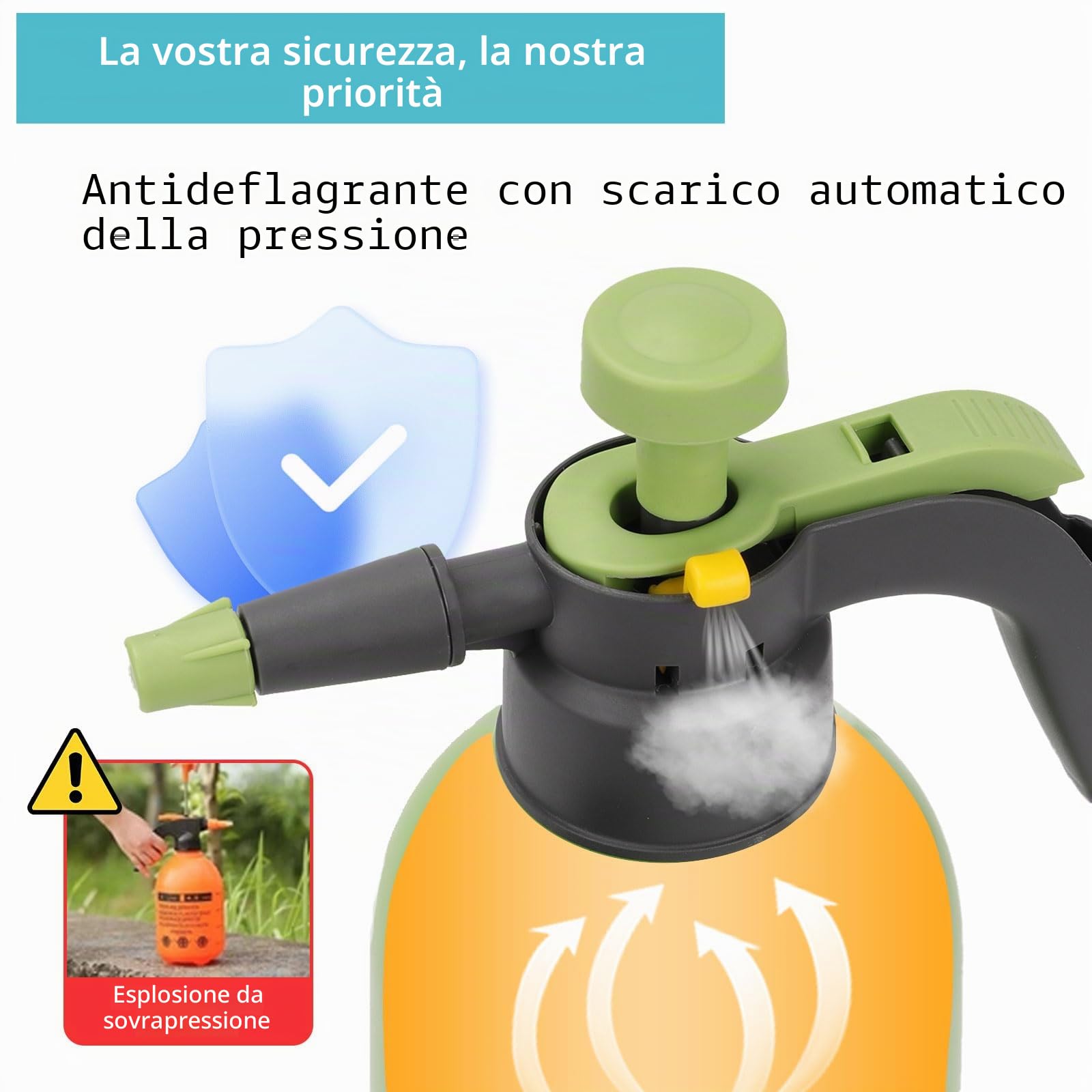 BigKing Spruzzatore a pressione compatta da 2 l, bottiglia spray con asta di estensione per giardino, irrigazione in vaso all'interno