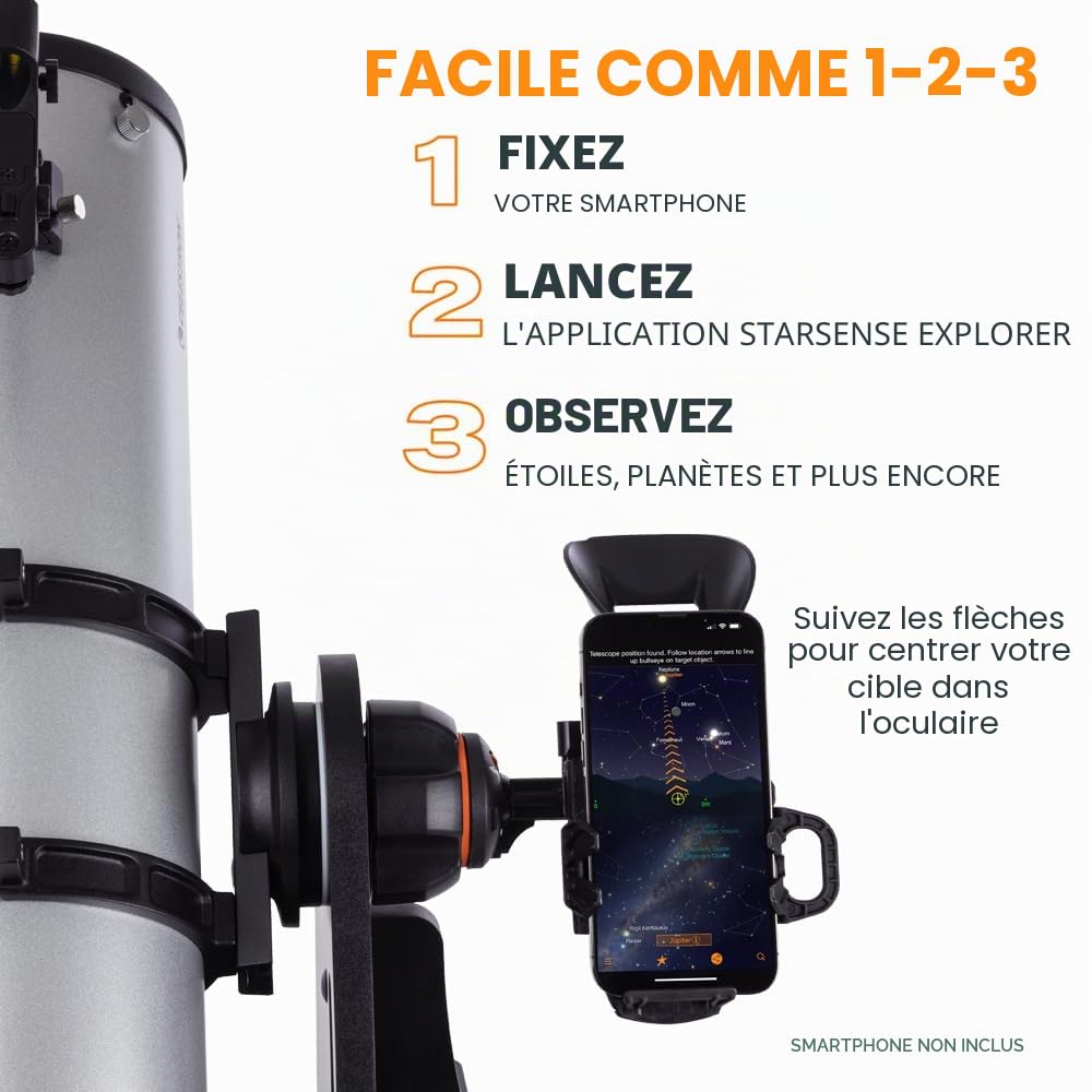 Celestron 22481 StarSense Explorer 130 mm Télescope Dobson, Compatible avec Les Smartphones, Fonctionne avec l'application StarSense – Compatible iOS/Android