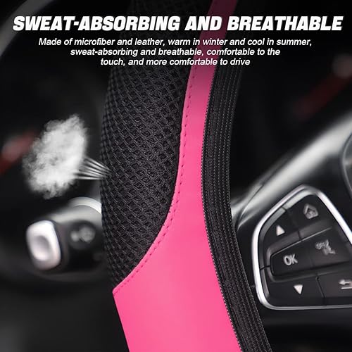 Miniatura 4 de Funda universal para volante de automóvil, 14.5-15 pulgadas, protector de neopreno suave antideslizante para volante, transpirable, sin olor y