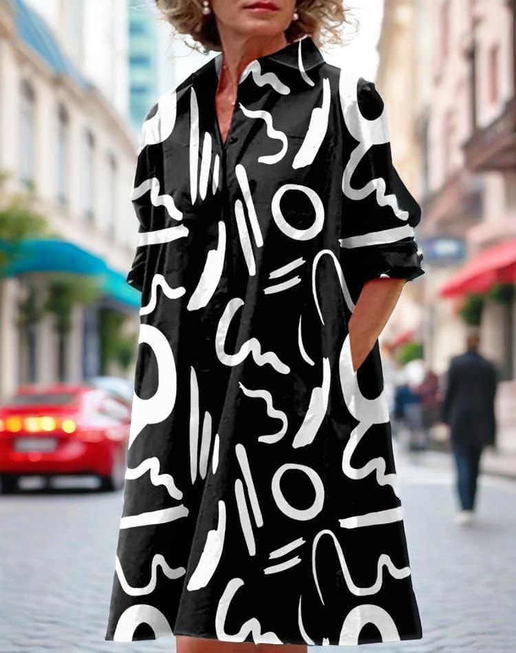 Womens 2025 Long Sleeve Button Down Shirt Summer Dress Casual V Neck Loose Fit Midi Shirt Dresses with Pockets - Image 4