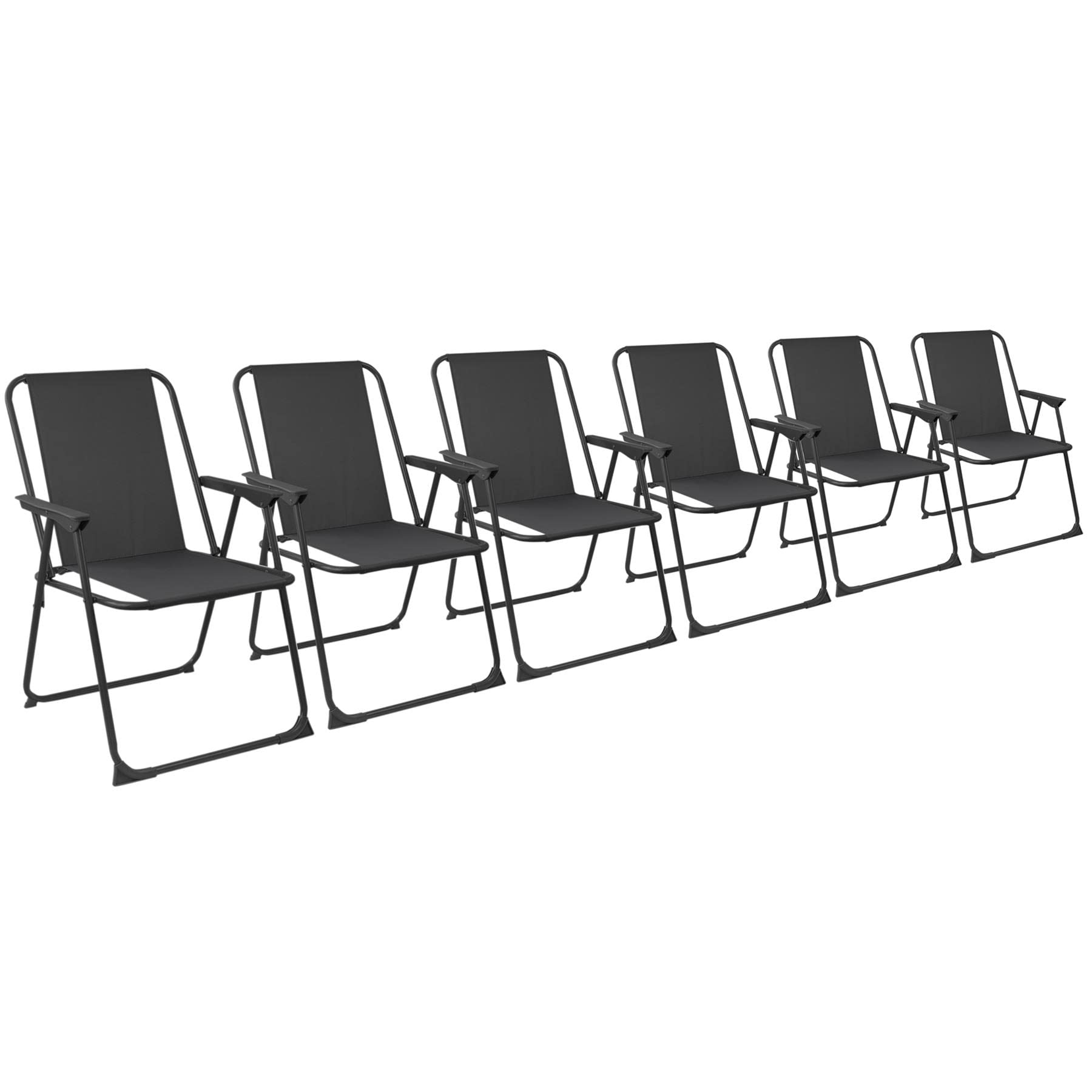 Harbour Housewares Folding Beach Deck Chairs - Black - Pack of 6 - Metal Outdoor Patio Seat Lightweight Portable Deck Chair for Picnic, Garden, Camping, Fishing โ image 1